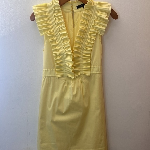 BCBG MaxAzria Yellow Ruffle Front Tie Waist Tank Dress - Picture 1 of 9